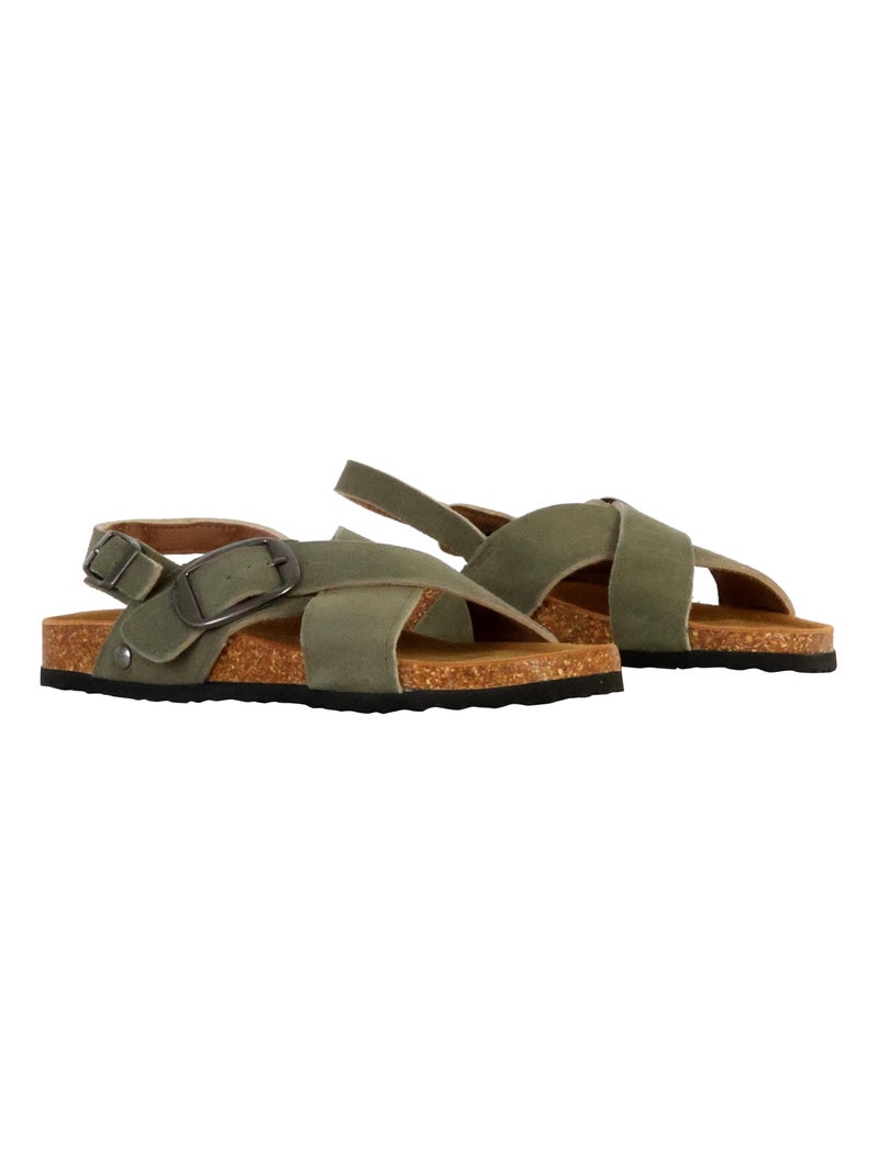 Sandales Cuir Terre De Marins Syrus Kaki - Kiabi