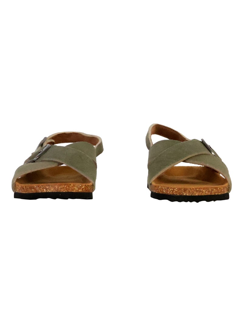 Sandales Cuir Terre De Marins Syrus Kaki - Kiabi