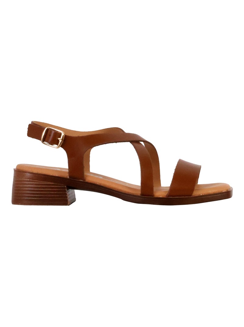 Sandales Cuir The Divine Factory Alenoa Camel - Kiabi