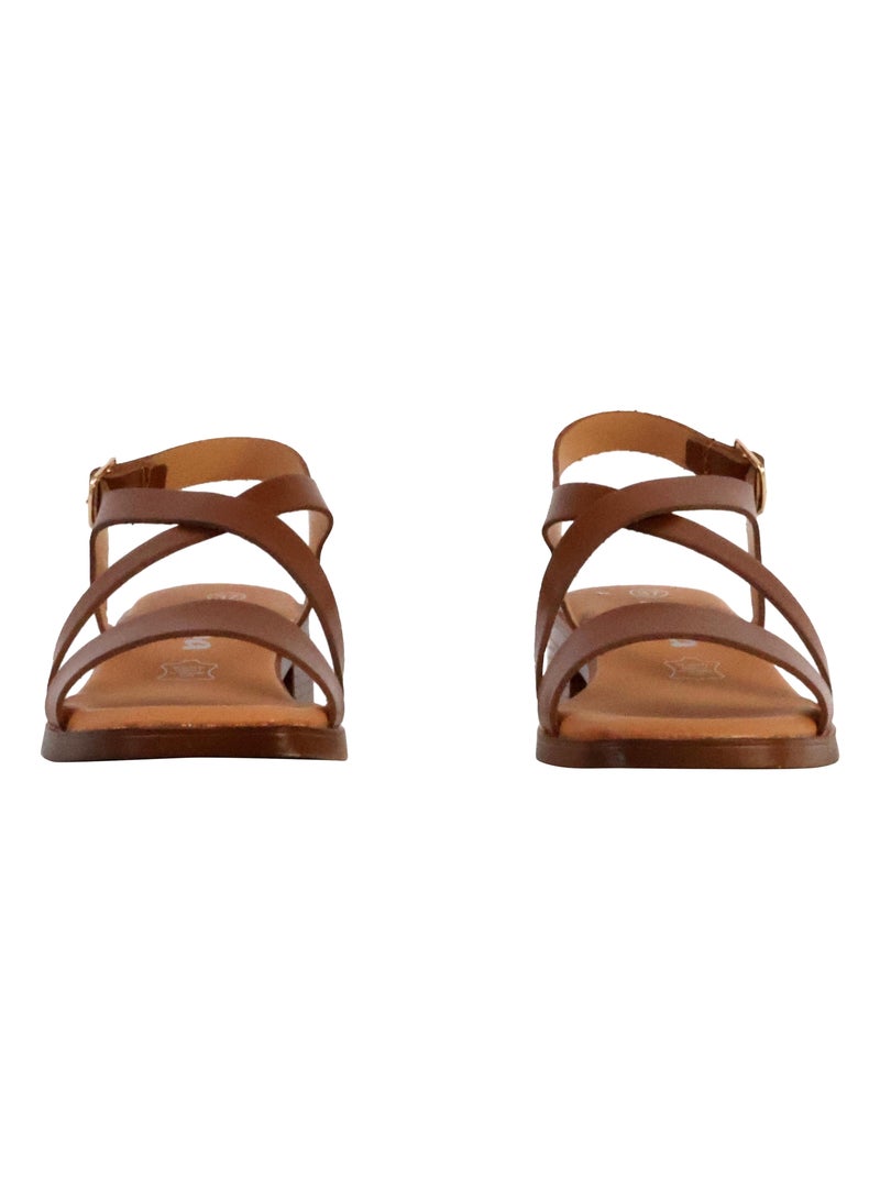 Sandales Cuir The Divine Factory Alenoa Camel - Kiabi