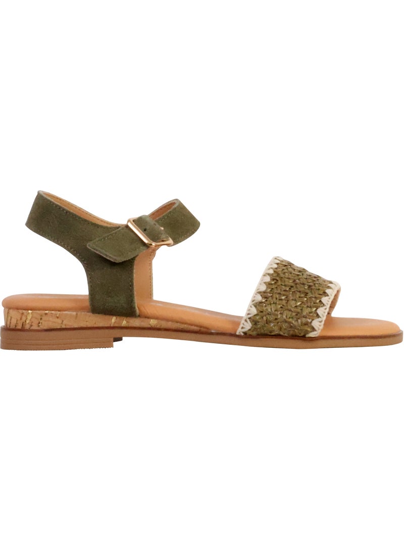 Sandales Cuir The Divine Factory Alénoa Kaki - Kiabi