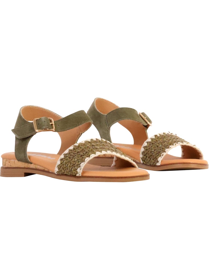 Sandales Cuir The Divine Factory Alénoa Kaki - Kiabi
