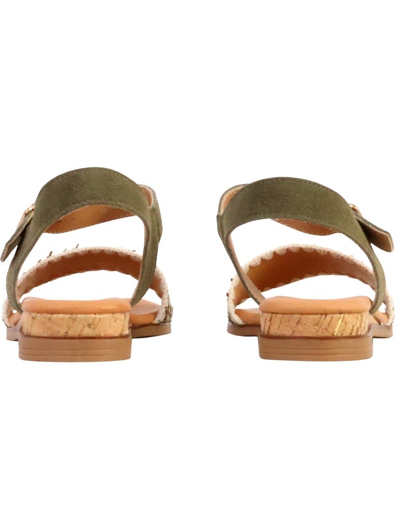 Sandales Cuir The Divine Factory Alénoa Kaki - Kiabi