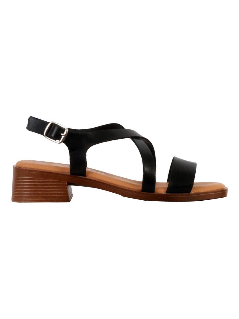 Sandales Cuir The Divine Factory Alenoa Noir - Kiabi