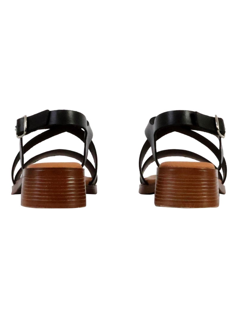 Sandales Cuir The Divine Factory Alenoa Noir - Kiabi