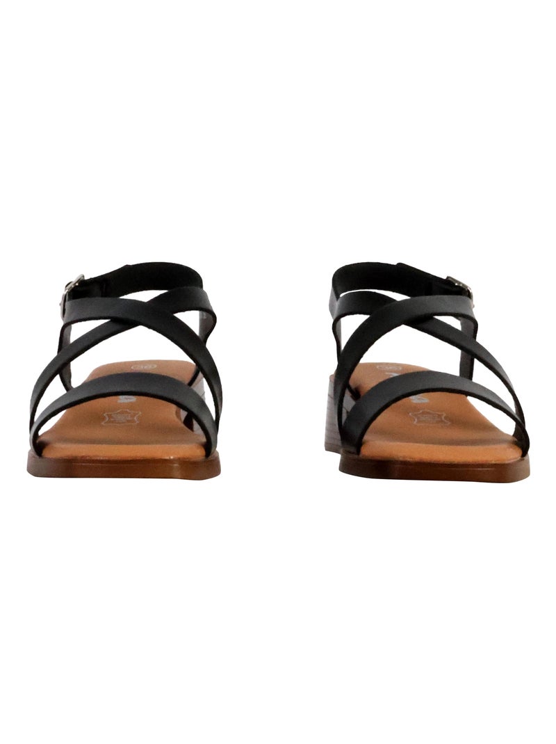 Sandales Cuir The Divine Factory Alenoa Noir - Kiabi
