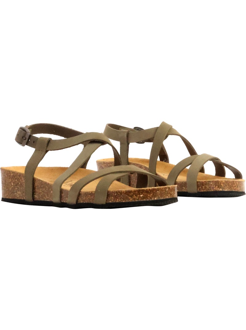 Sandales Cuir The Divine Factory Noga Tahel Edge Kaki - Kiabi
