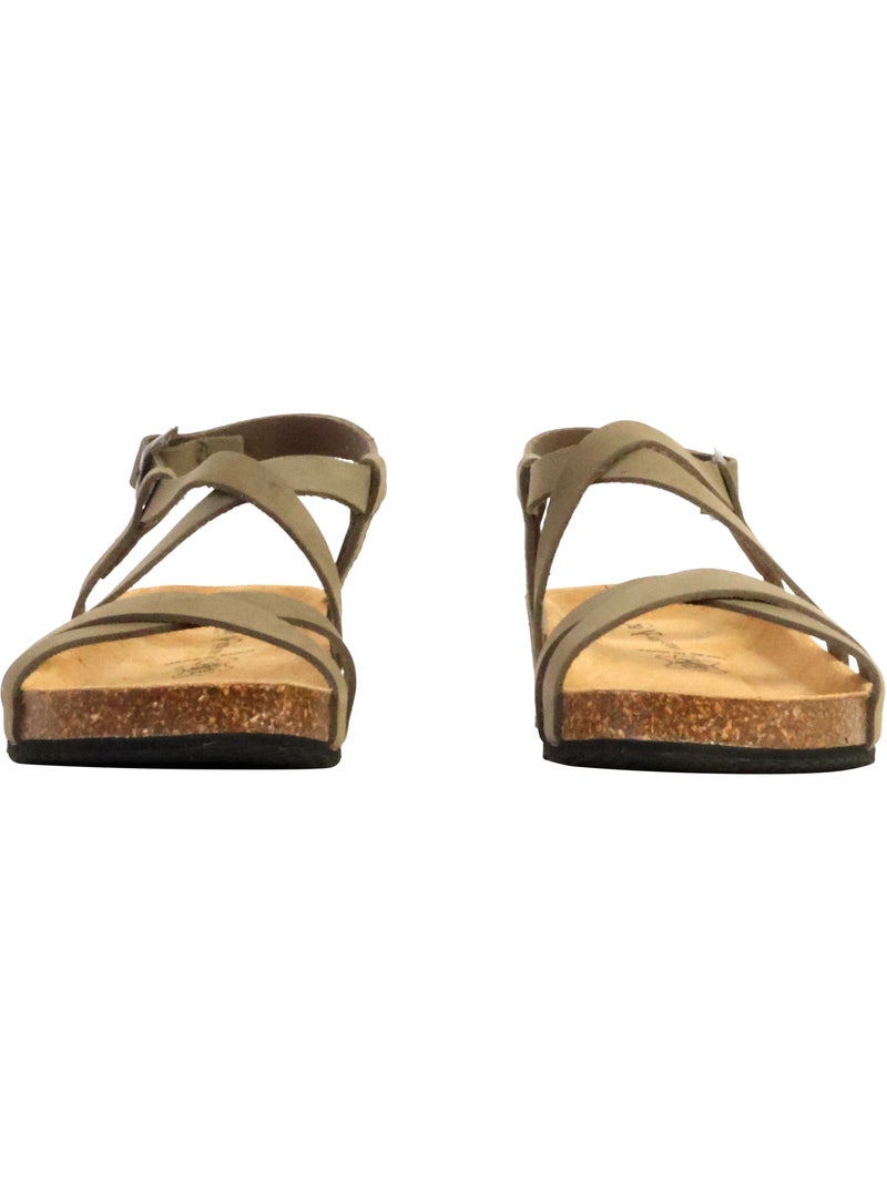 Sandales Cuir The Divine Factory Noga Tahel Edge Kaki - Kiabi