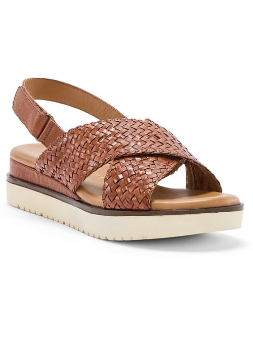Sandales cuir tressé à scratch - PEDICONFORT - Kiabi