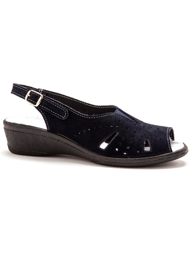 Sandales cuir velours - PEDICONFORT Bleu marine - Kiabi