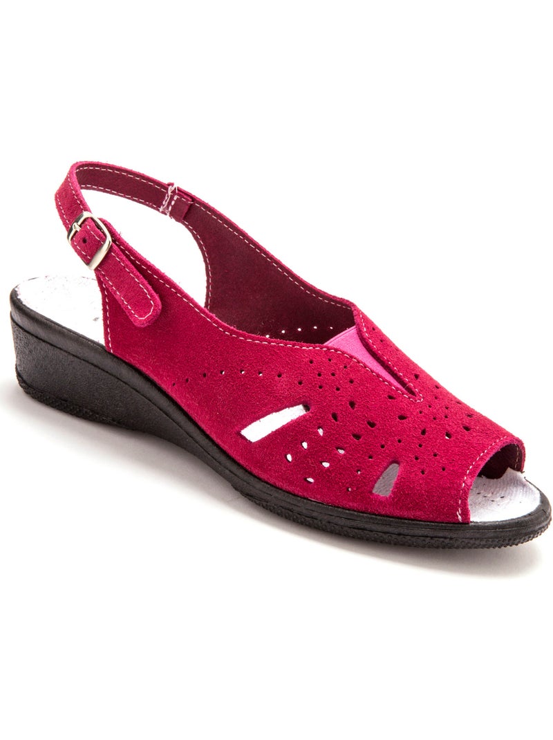 Sandales cuir velours - PEDICONFORT Rose fushia - Kiabi