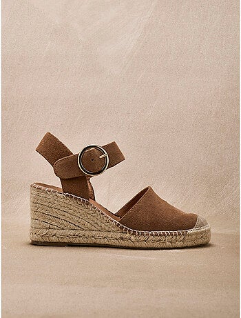 Sandales cuir velours femme - PEDICONFORT