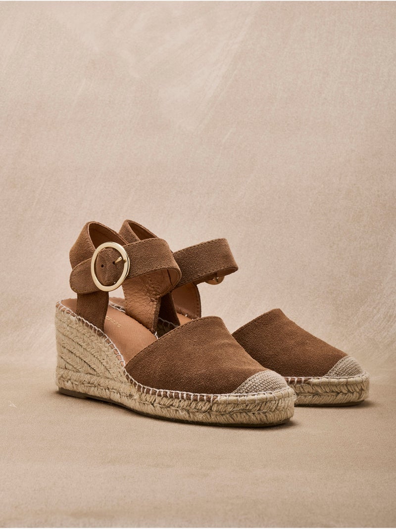 Sandales cuir velours femme - PEDICONFORT Camel - Kiabi