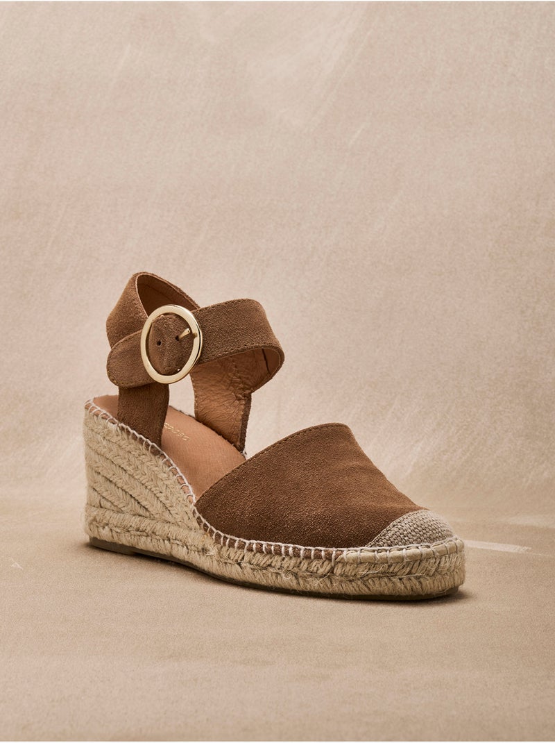 Sandales cuir velours femme - PEDICONFORT Camel - Kiabi