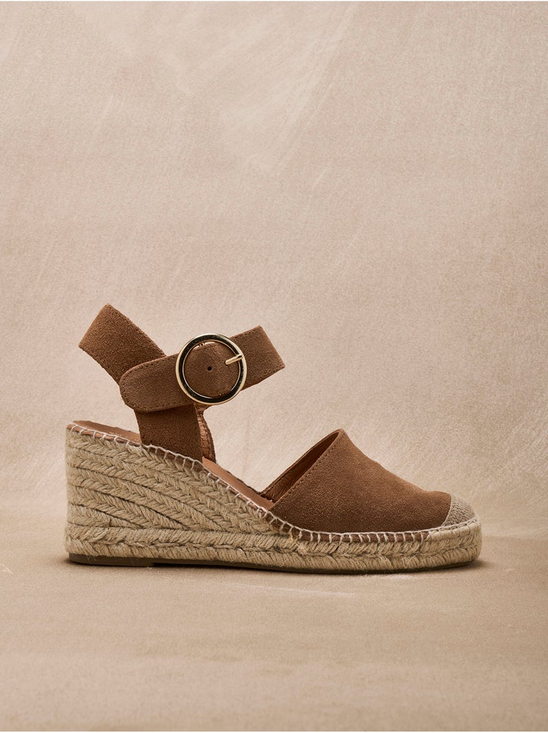 Sandales cuir velours femme - PEDICONFORT Camel - Kiabi