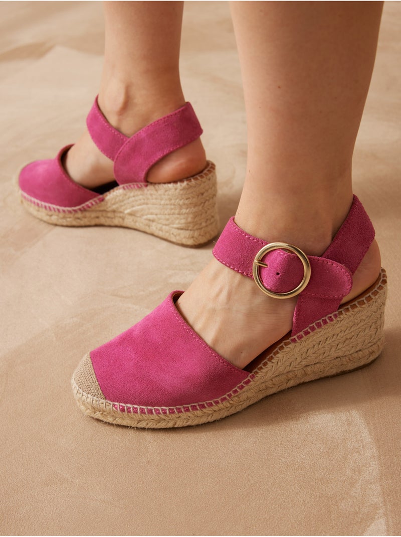 Sandales cuir velours femme - PEDICONFORT Rose fushia - Kiabi