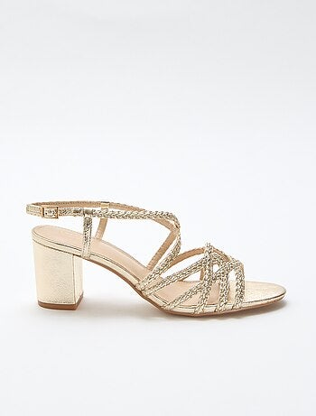 Sandales de cérémonie dorées à talon