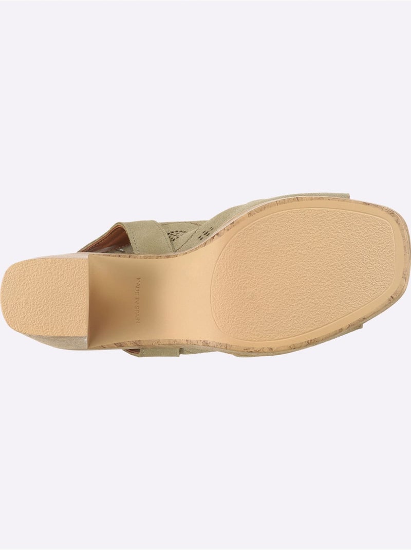 Sandales De Fabrication Espagnole - Taille Standard - Helline Kaki - Kiabi