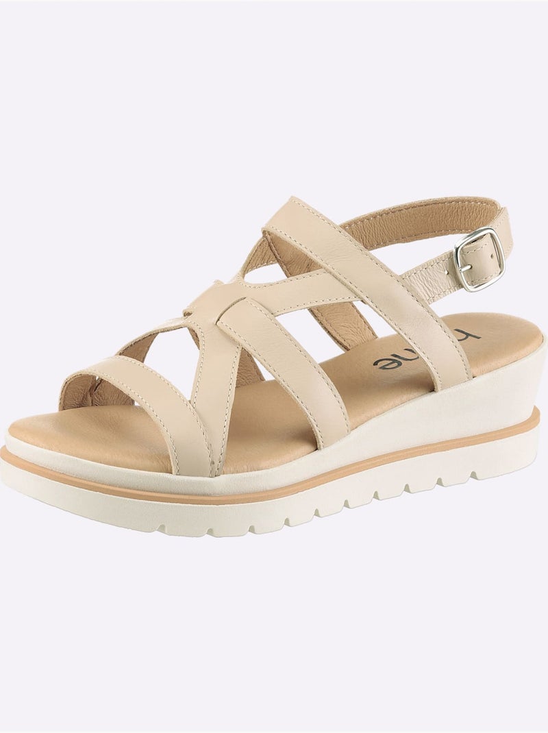 Sandales De Fabrication Portugaise - Taille Standard - Helline Crème - Kiabi