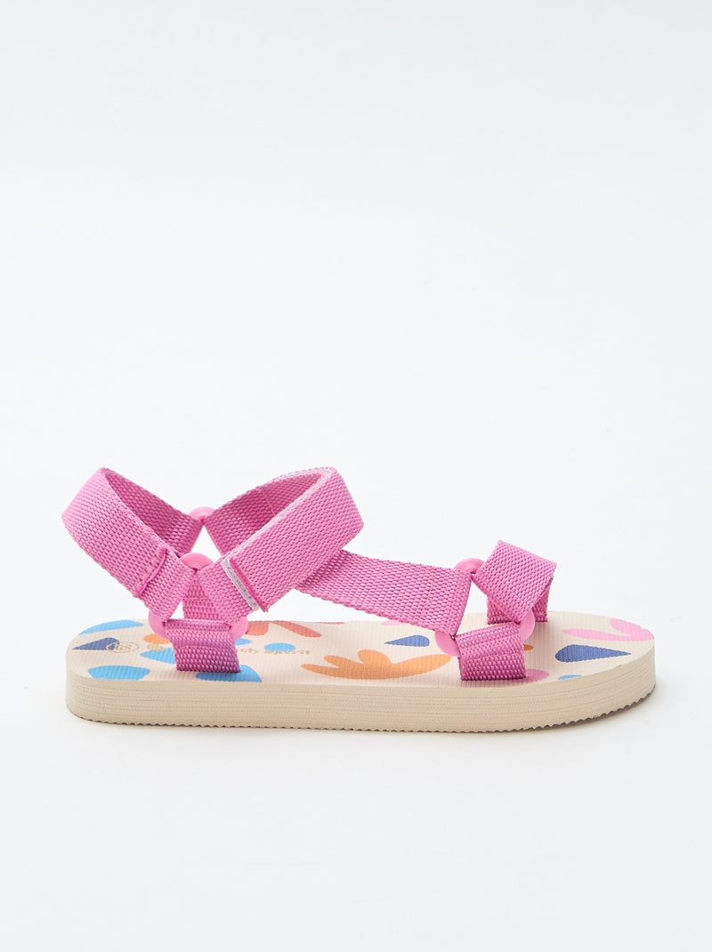 Sandales de plage avec lanières textile Rose - Kiabi