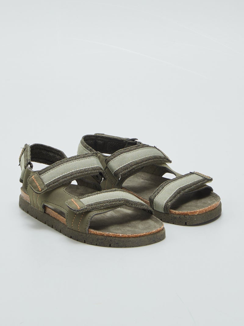Sandales de randonnée à scratchs Kaki - Kiabi