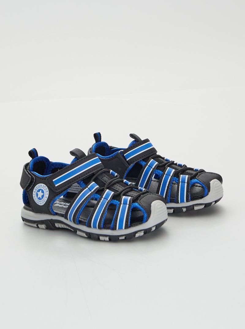 Sandales de sport à scratchs Noir/bleu - Kiabi