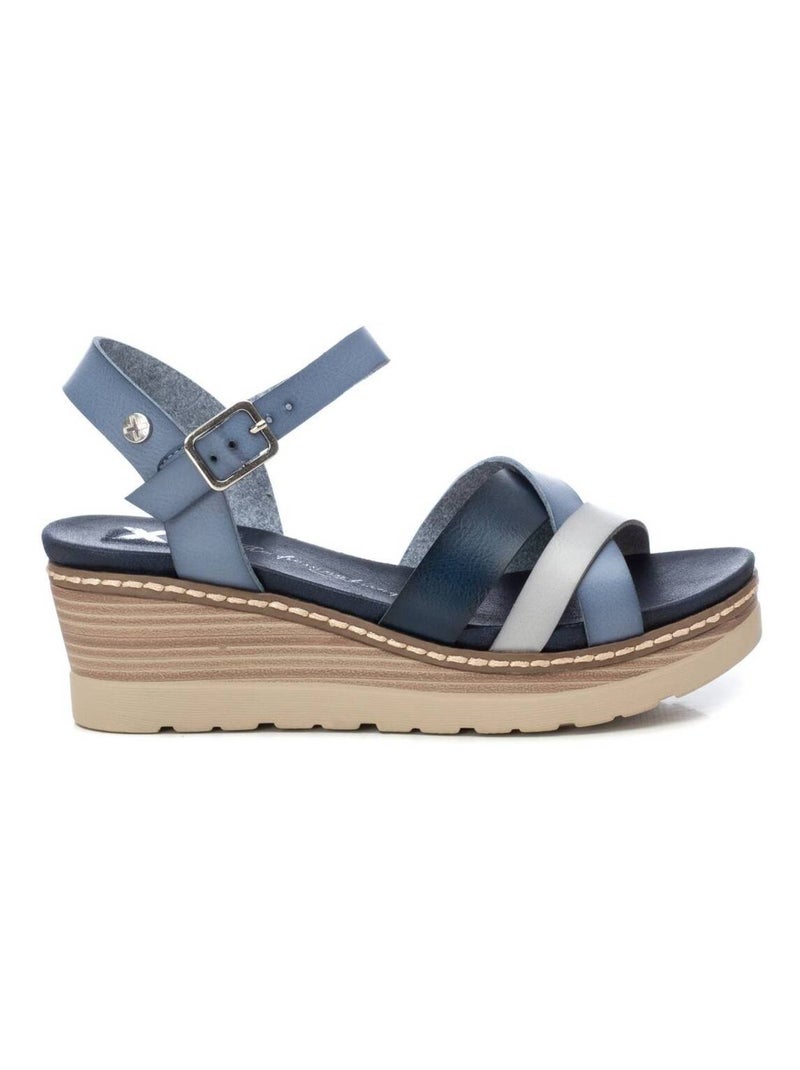 Sandales décontractées à boucle avec semelle compensée Bleu - Kiabi