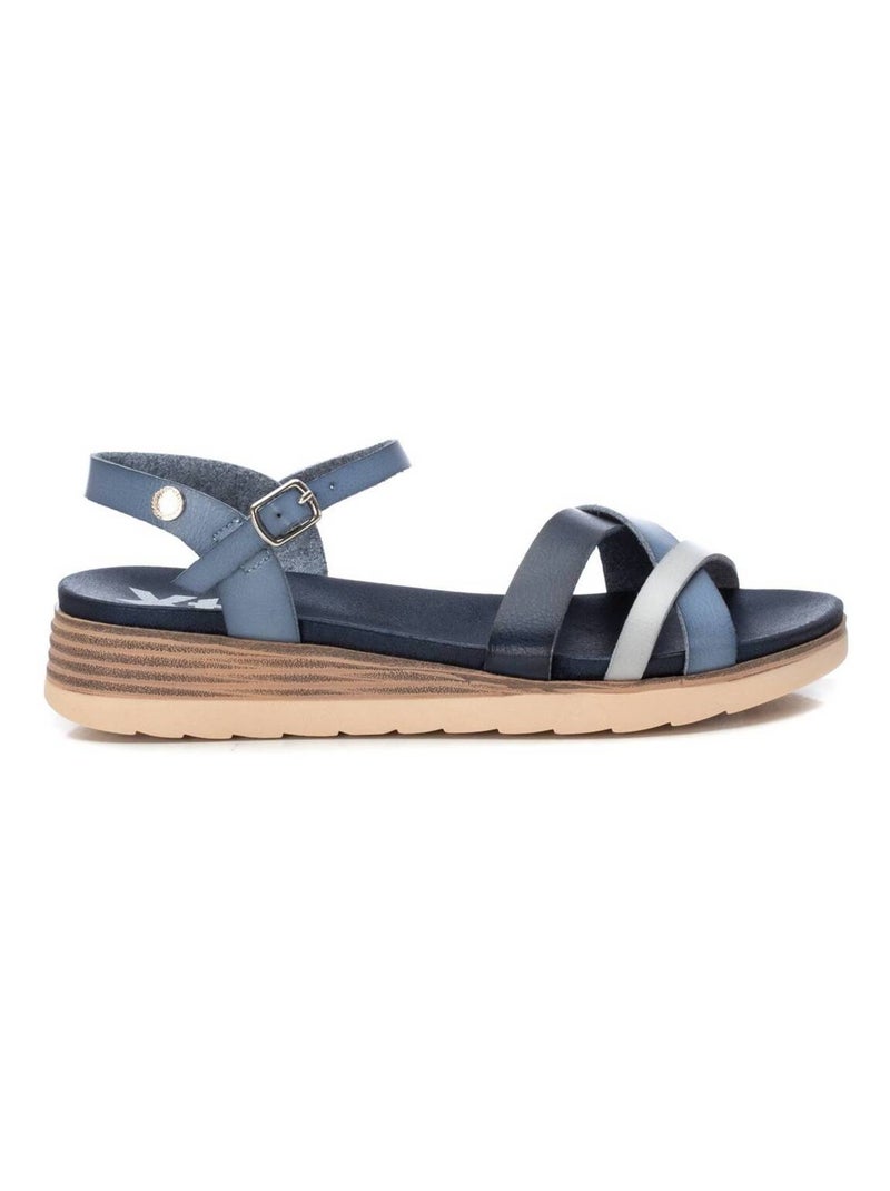 Sandales décontractées à boucle avec semelle compensée Bleu - Kiabi