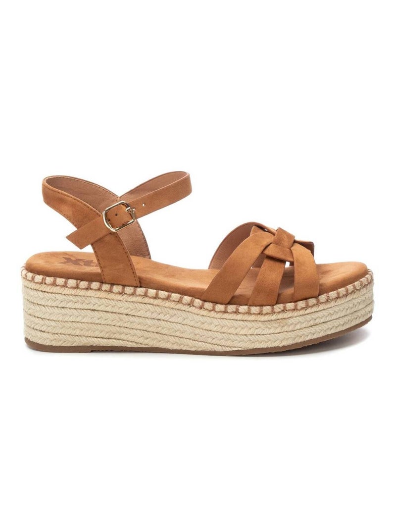 Sandales décontractées à boucle avec semelle compensée Camel - Kiabi