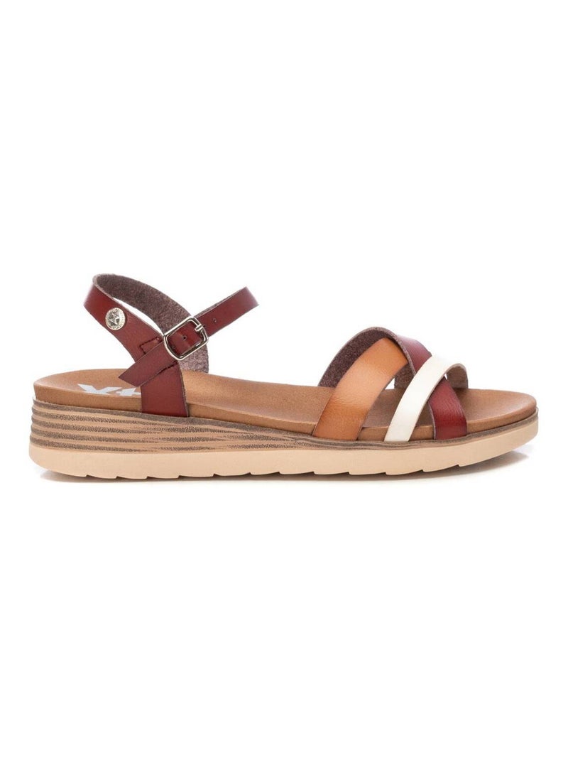 Sandales décontractées à boucle avec semelle compensée Camel - Kiabi