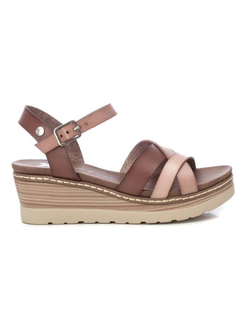 Sandales décontractées à boucle avec semelle compensée Taupe - Kiabi