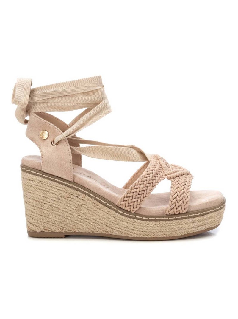 Sandales décontractées à bride cheville avec semelle compensée Beige - Kiabi