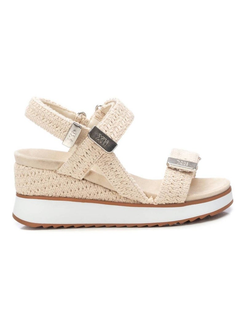 Sandales décontractées à semelle compensée avec sangle ajustable Beige - Kiabi