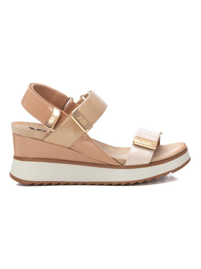 Sandales décontractées à semelle compensée avec sangle ajustable Beige - Kiabi