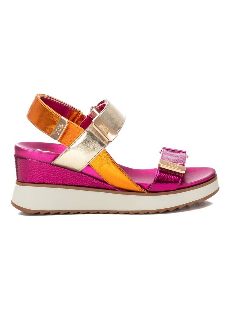 Sandales décontractées à semelle compensée avec sangle ajustable Mauve lilas - Kiabi