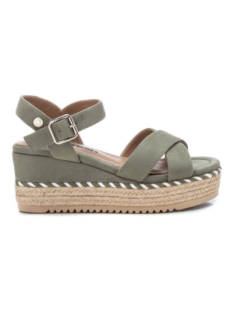 Sandales décontractées avec boucle et semelle compensée Kaki - Kiabi