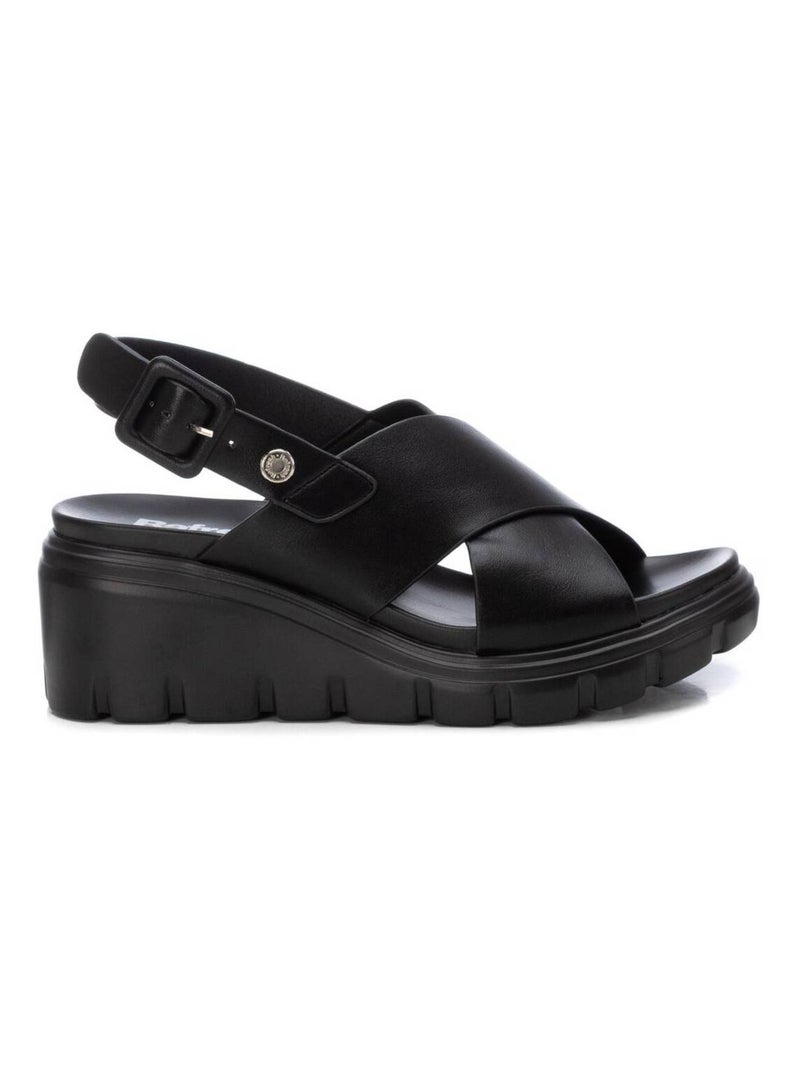 Sandales décontractées avec boucle et semelle compensée Noir - Kiabi