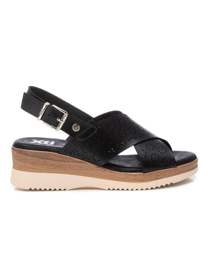 Sandales décontractées avec boucle et semelle compensée Noir - Kiabi