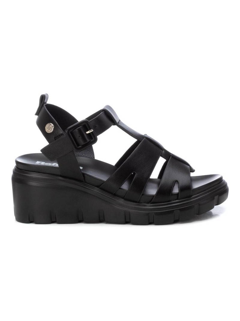 Sandales décontractées avec boucle et semelle compensée Noir - Kiabi