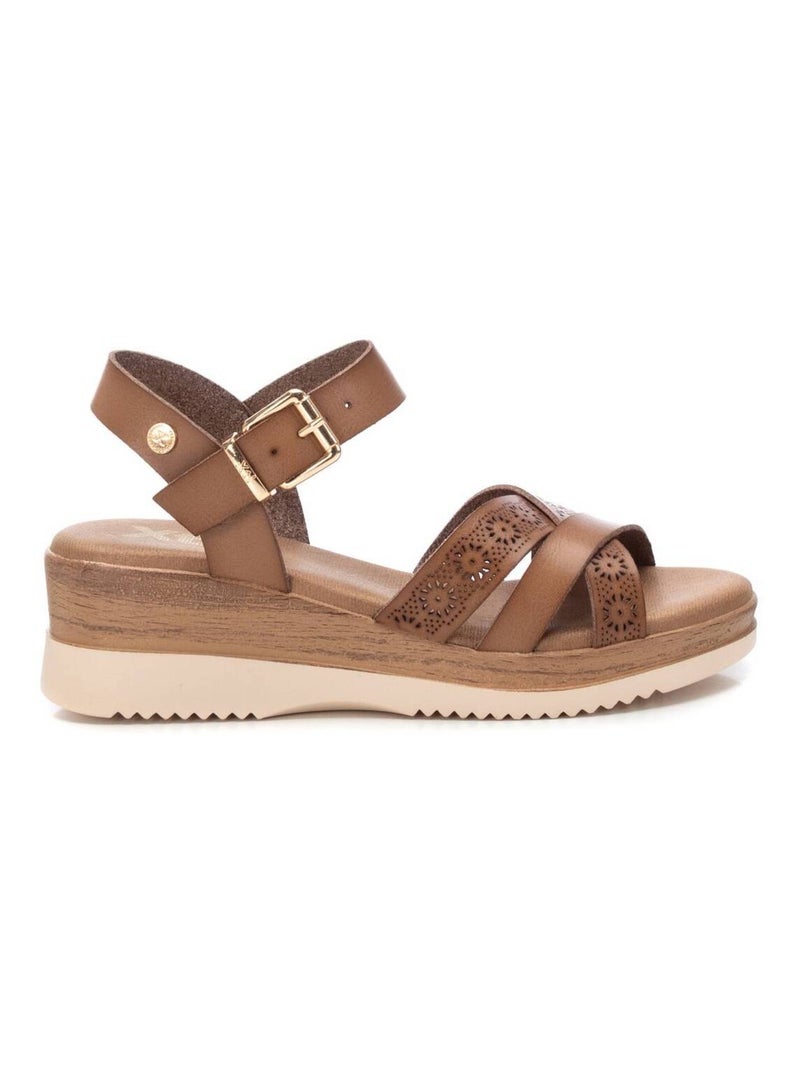 Sandales décontractées avec boucle et semelle compensée Taupe - Kiabi
