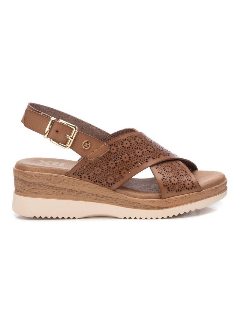 Sandales décontractées avec boucle et semelle compensée Taupe - Kiabi