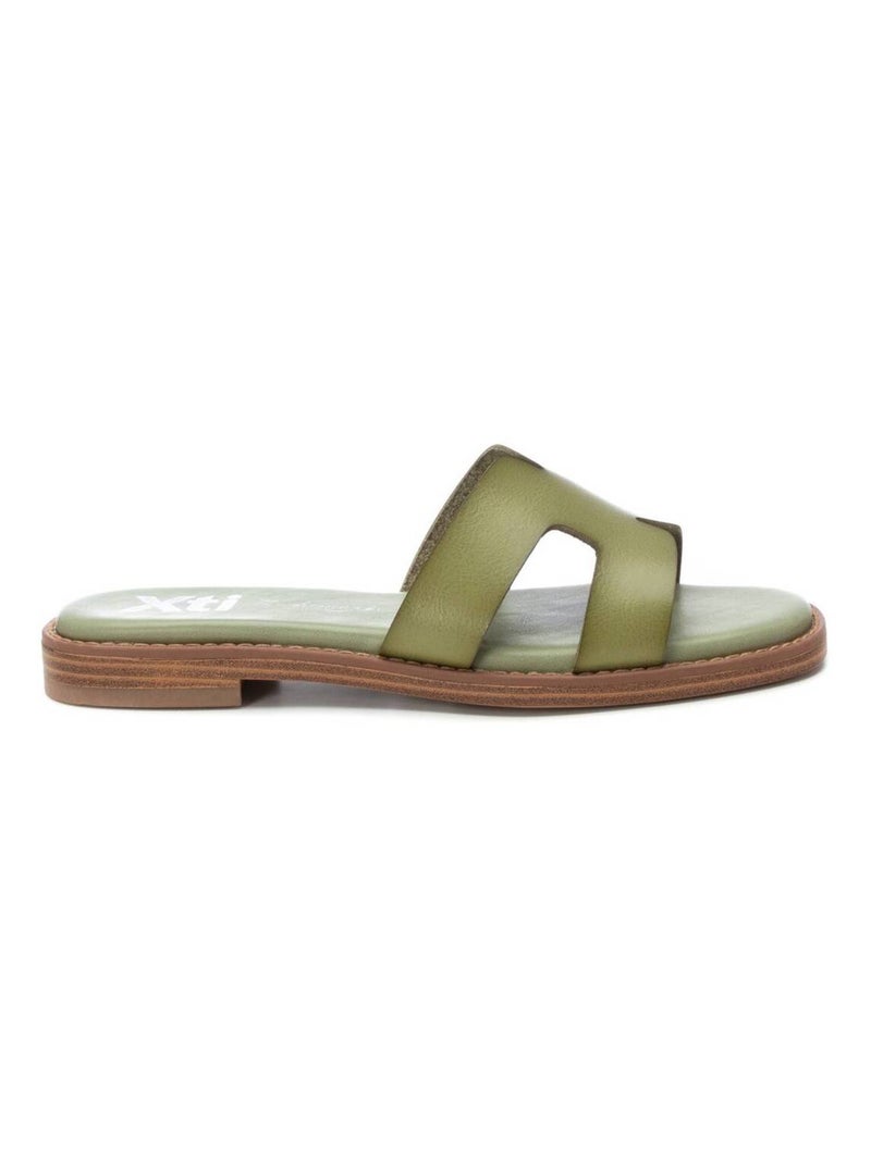 Sandales décontractées avec bride arrière Kaki - Kiabi