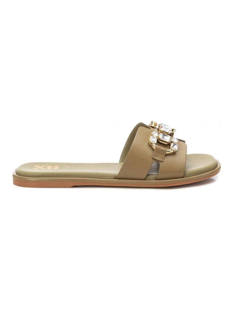 Sandales décontractées avec bride arrière Kaki - Kiabi