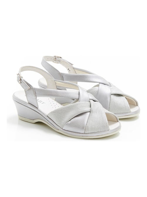 Sandales dessus cuir, modèle large - Damart - Kiabi