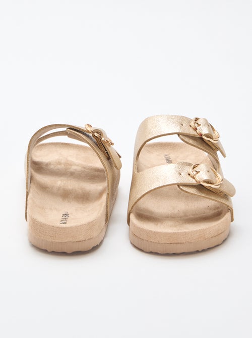 Sandales dorées à boucle fleurs - Kiabi
