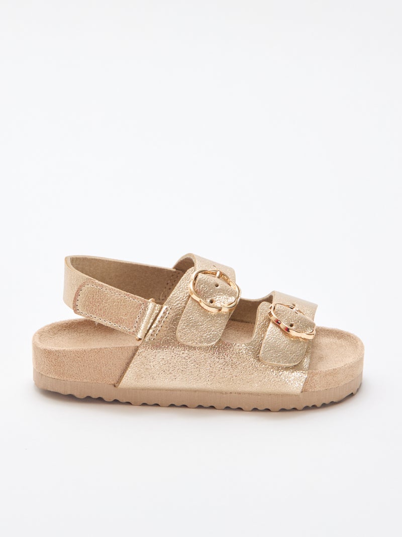 Sandales double bride à fleurs Jaune - Kiabi