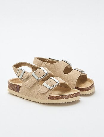 Sandales double bride avec boucles contrastantes