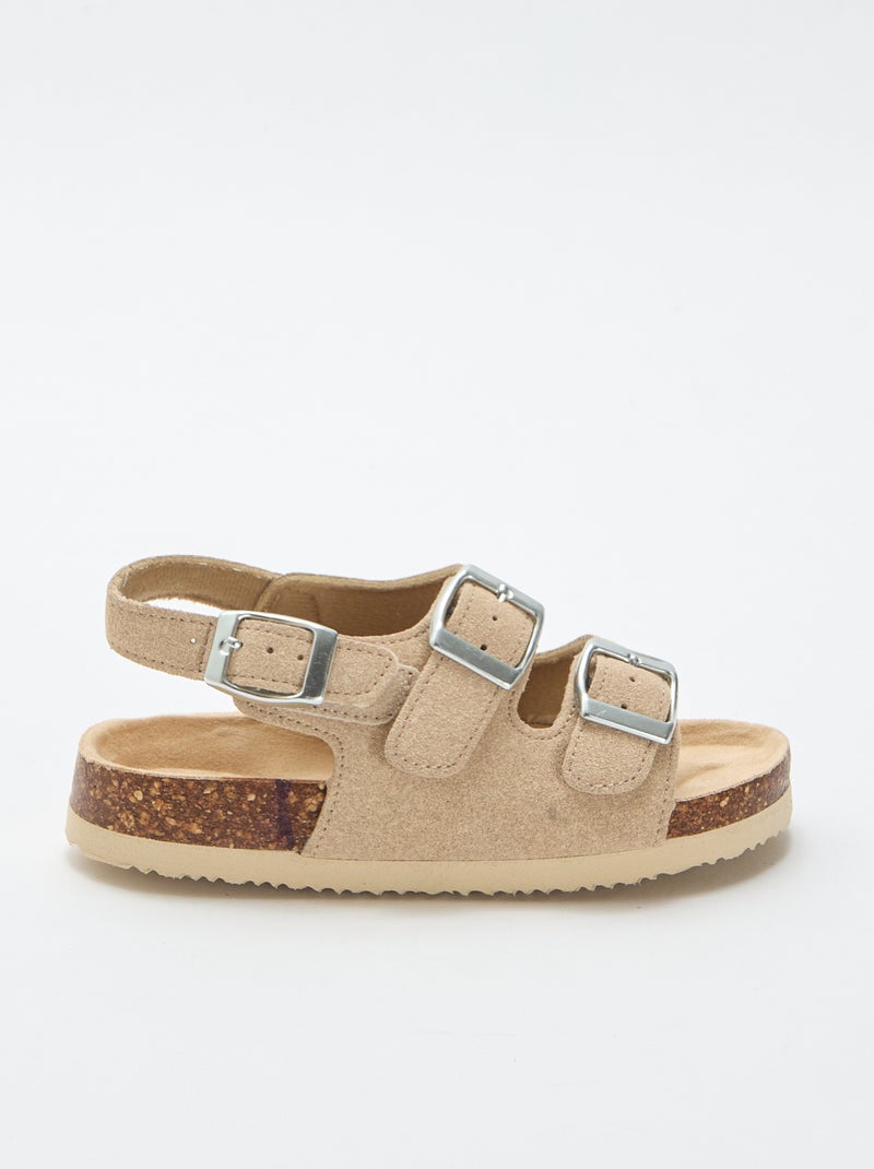 Sandales double bride avec boucles contrastantes Beige - Kiabi
