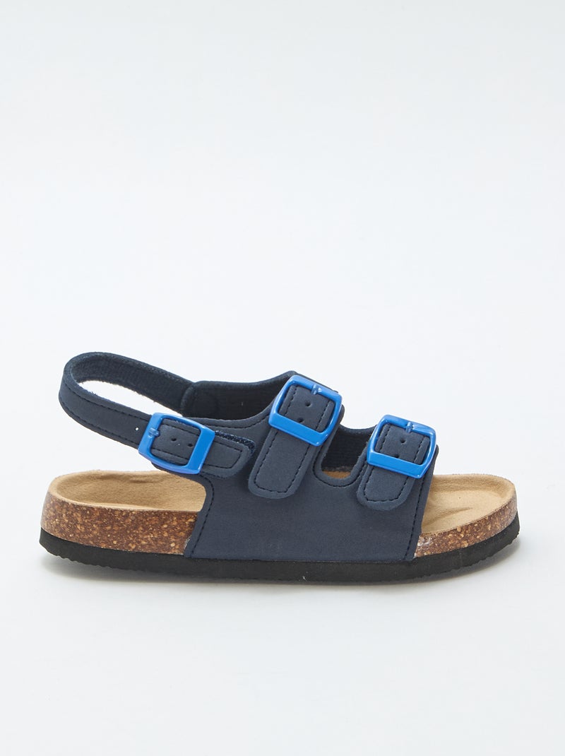 Sandales double bride avec boucles contrastantes Bleu - Kiabi