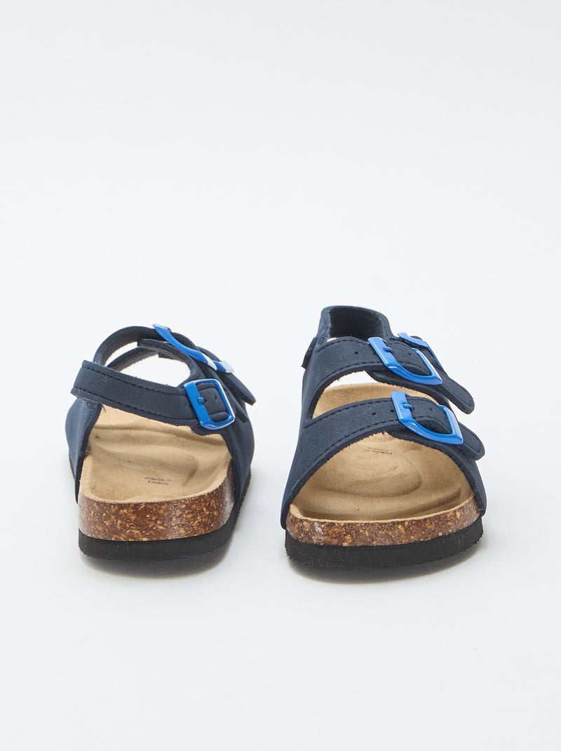 Sandales double bride avec boucles contrastantes Bleu - Kiabi